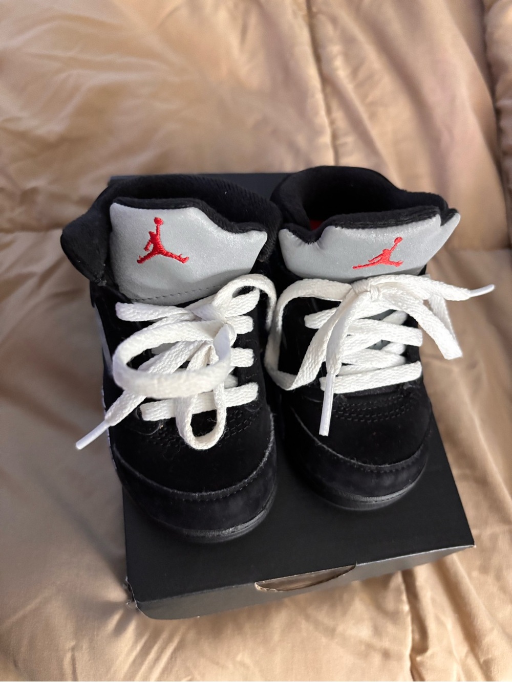 Jordan Kids' 5s Black, White & Red High-Top Sneakers